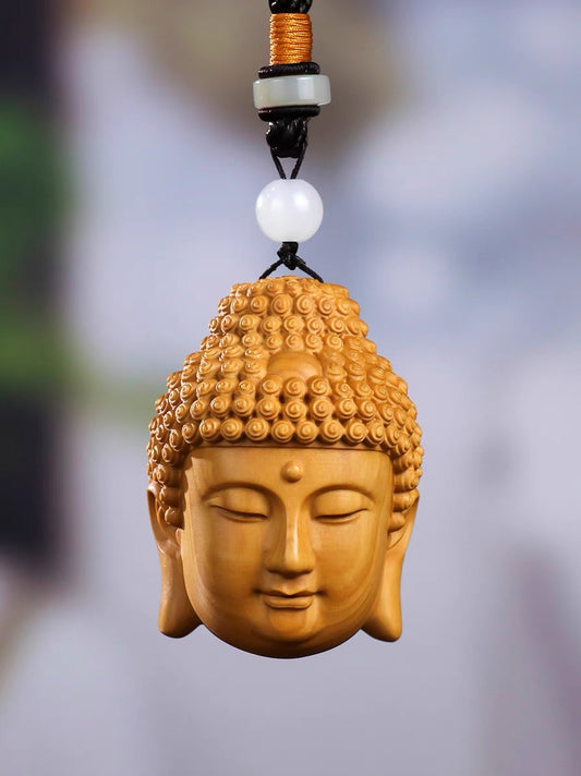 Boxwood Buddha Head Pendant
